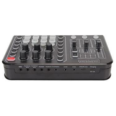 Imagem de Generic Placa de Som Ao Com Suporte para 48V, Placa Misturadora de Som Com Cancelamento de Ruído de Diafragma Grande para Telefone, DJ, karaokê, Guitarra, ABS Preto