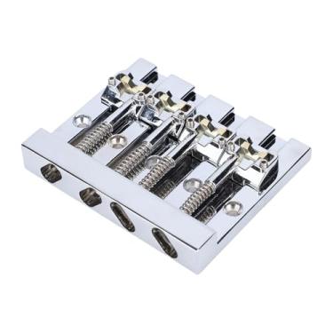 Imagem de Jiawu Ponte de Baixo de 4 Cordas, Placa de Cordas de Baixo de 5 Furos Com Selas de Latão, Espaçamento de Cordas Ajustável de 17,5-20mm, Substituição de Ponte de Guitarra