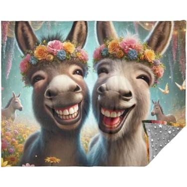 Imagem de Cobertor fofo de burro rindo macio para sofá adulto cobertores para mulheres 177,8 cm x 139,7 cm cobertores fofos engraçados personalizados