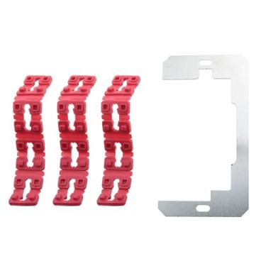 Imagem de DGBRSM 1 conjunto de espaçador de painel de parede de aço inoxidável nivelador de soquete com junta de tomada de energia vermelha PVC para proteger instalações montadas na parede