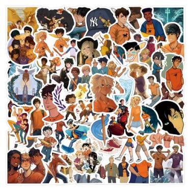 Imagem de Pacote de 60 adesivos de desenho animado Percy Jackson, tema de filme, anime, desenhos animados, adesivos de vinil à prova d'água para garrafa de água, carro, para-choque, bagagem, decalques de