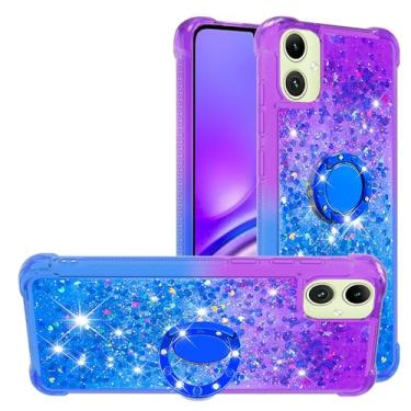 Imagem de Dinglijia Capa fina para Samsung Galaxy A07, capa para Galaxy A06, Quicksand Series Glitter Bling Fluindo Líquido TPU Bumper Quatro Cantos Capa de Proteção para Samsung Galaxy A06/A07, Roxo-Azul