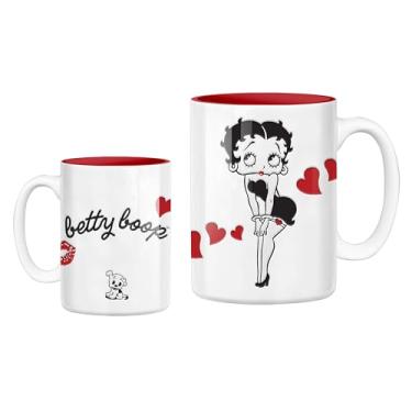 Imagem de Silver Buffalo Caneca de cerâmica Betty Boop Core Betty and Pudgy Hearts resistente a cera de 500 ml
