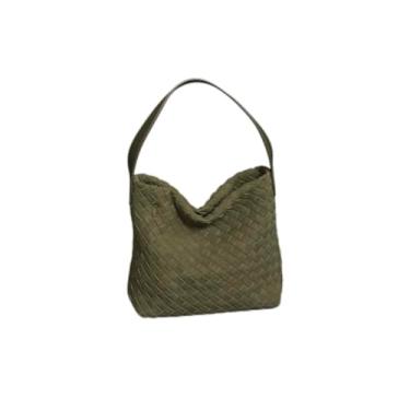 Imagem de CHIC DIVINNA Bolsa de ombro feminina Hobo, bolsa transversal pequena de camurça sintética, bolsa de alça superior com alça longa removível, Verde oliva