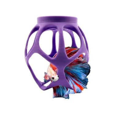 Imagem de Brinquedo flutuante de natação Betta Nest para peixes Betta, exercício e esconderijo de enriquecimento, acessório de decoração de aquário (Lavender Bliss, clássico)
