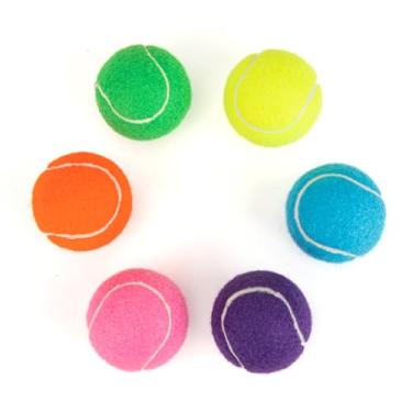 Imagem de PHOEPET Pacote com 6 bolas de tênis para cães, bolas de borracha a granel para brinquedos de mastigação para iniciantes (cores mistas)