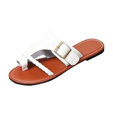 Imagem de Sandália feminina de praia respirável casual ao ar livre verão versátil, Branco, 36