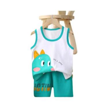 Imagem de Pijamas De Algodão Para Meninos E Meninas Com Estampa De Dinossauro Em