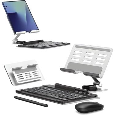 Imagem de Kit de Teclado para Samsung Galaxy Z Fold 6/Fold5/Fold4/Fold3, Suporte Adequado para Smartphones e Tablets com Tela Dobrável, Incluindo Suporte Dobrável, Teclado, Mouse e Caneta Capacitiva