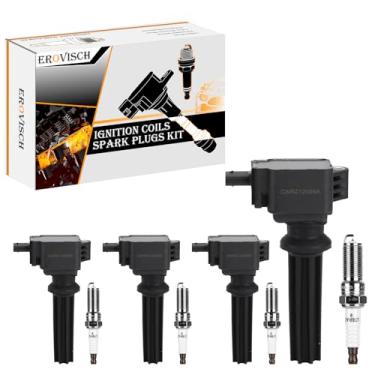 Imagem de Pacote 4 UF670 OEM Bobina de ignição e vela de ignição - Compatível com Ford EcoSport Edge Escape Focus Explorer Fusion Mustang Taurus Lincoln MKC MKT MKZ - L4 2.0L 2.3L 2.5L - Substitui # CM5Z12029A