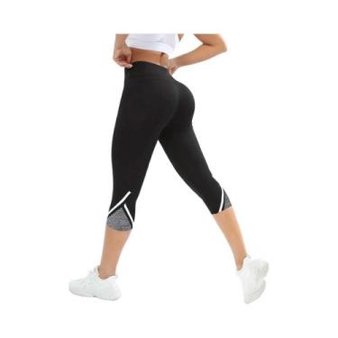 Imagem de Calças De Yoga De Cintura Alta Em Malha Para Mulheres, Leggings Capri 