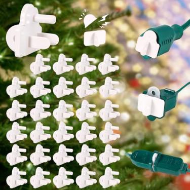 Imagem de 30 peças de protetor de plugue externo à prova d'água e juntas de extensão, capa de plugue externo e juntas de silicone macio à prova de intempéries, capas de tomada para iluminação de Natal e cabos