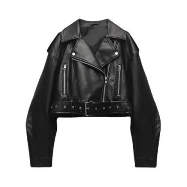 Imagem de Jaqueta Feminina Vintage Plus Size - Solta, em PU, com Cinto e Zíper, 