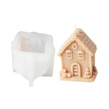 Imagem de Molde De Silicone Para Velas Em Forma De Casa De Natal 3D DIY Cabana D
