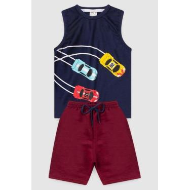 Imagem de Conjunto Infantil Menino Regata Carros Gody, 8, Azul marinho
