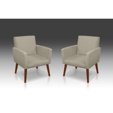 Imagem de Kit 02 Poltrona Nina suede Bege -Modena Decor  - CASA DA POLTRONA
