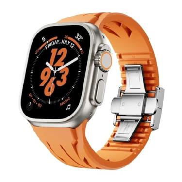 Imagem de VELORE Pulseira premium fluororubber cortada no tamanho certo para Apple Watch S10 de 46 mm, 42 mm, 45 mm, 44 mm e 42 mm para Iwatch Ultra 2 1 49 mm séries 10/9/8/7/Se/6/5/4, S10 42MM, Ágata
