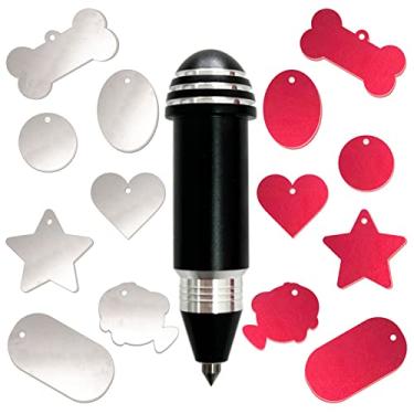 Imagem de Ferramenta de ponta de gravação para Cricut Joy/Joy Xtra, com 2 cores e 7 lindas etiquetas em branco, forma de osso de cachorro, coração, círculo, estrela, peixe, oval, retangular