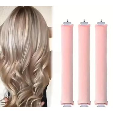 Imagem de Conjunto de modelador de cabelo sem calor para ondas noturnas, rolos sem calor com ganchos de metal