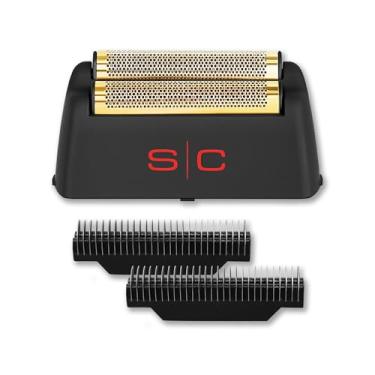 Imagem de StyleCraft Substituição Rebel Shaver Gold Titanium Foil Head com dois cortadores Echo de aço inoxidável