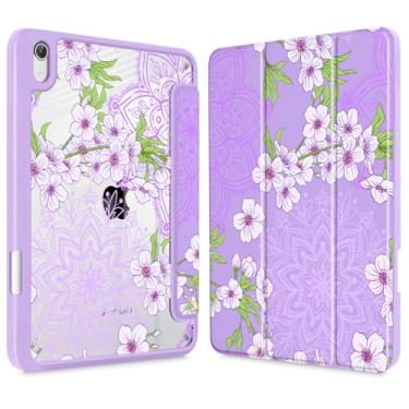 Imagem de Mektron Capa impressa para iPad mini 7 (A17 Pro) 2024/Mini 6 2021, iPad mini 7ª/6ª geração, capa de tela retina líquida de 8,3 polegadas, suporte para lápis embutido com capa traseira transparente