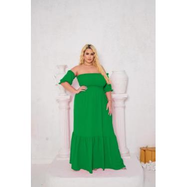 Imagem de Vestido Feminino Plus Size Longo Ajustável Gestante Grávida Moda Evang