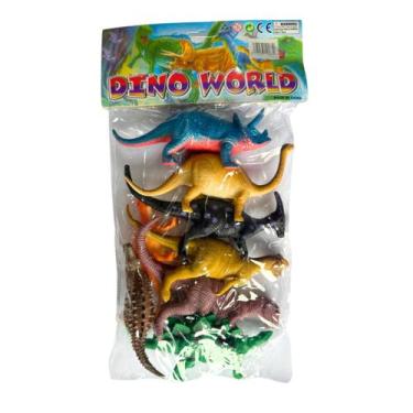 Imagem de Kit 8 Dinossauro De Borracha Miniatura Brinquedo Dino World