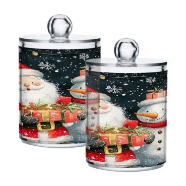 Imagem de xigua Pacote com 4 lindos suportes de Natal para bolas de algodão, cotonete – Frasco de plástico de boticário de armazenamento versátil transparente de 4 ml para banheiro e organização de