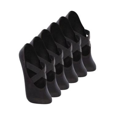 Imagem de Kit 6 Pares de Sapatilhas Antiderrapante Pilates Lupo 4942-006, Preto,