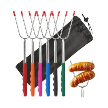 Imagem de Espetos De Aço Inoxidável Extensíveis Para Churrasco 5 6 10 Peças Para