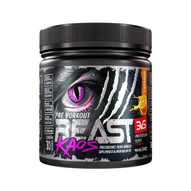 Imagem de PréTreino BEAST KAOS 300g Extra Forte com Citrulina,BetaAlanina,Cafeína,Arginina,Taurina e Tirosina-Unissex