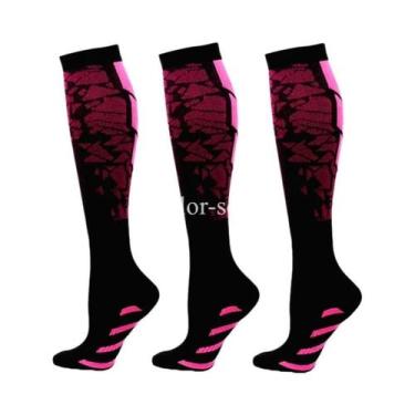 Imagem de Meias De Compressão Com Estampa Floral, Pacote Com 3 Pares Para Homens