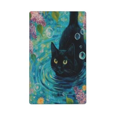 Imagem de Padrão de gato preto na água sem dispositivo placa de parede em branco interruptor painel decorativo placa de tomada elétrica adequada para banheiro, cozinha, sala de estar, quarto