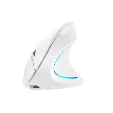 Imagem de Mouse Vertical Sem Fio KA-6660, Wireless 2.4G e Bluetooth, 2400 DPI, Recarregável USB, Ergonômico (Branco)
