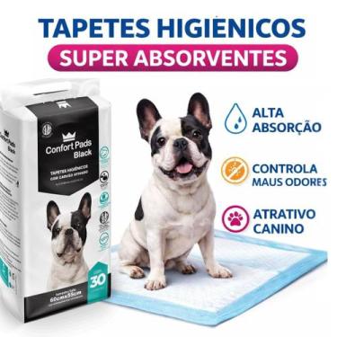 Imagem de Tapete Higiênico para Cachorro Confort Pads Black 60x55 com Carvão Ati