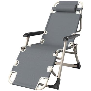 Imagem de Cadeira reclinável com apoio para os pés cama de solteiro portátil ao ar livre, cadeira reclinável ajustável de 180°, reclinável ergonômica para hospital, para acampamento, piscina