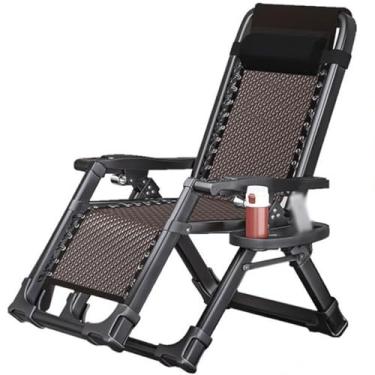 Imagem de Cadeira reclinável dobrável para gramado cadeira de dormir respirável em vime, reclinável dobrável confortável na varanda, cadeira portátil de gravidade zero para pátio, design sem instalação