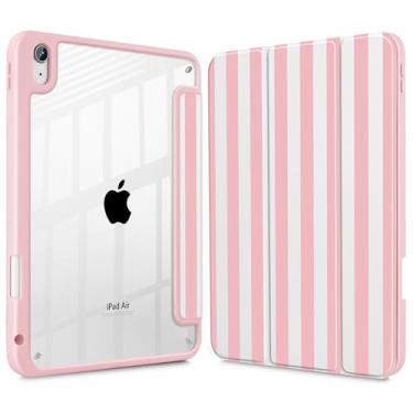 Imagem de May Chen Capa para iPad Air 11 (M3 2025 / M2 2024) 7º 6º, iPad Air 4 e 5 de 10,9 polegadas, 5º 4º (2022/2020), [Suporte de penceil] Suporte triplo para despertar/hibernar, capa traseira transparente