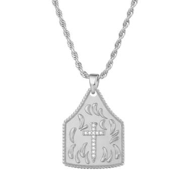 Imagem de JKEIO Colar de cruz grossa Western Cowgirl para mulheres e homens, colar com pingente de fé de caubói personalizado, joia de Dia dos Namorados, presente de ano novo, Large, Cobre, Sem Pedra Preciosa