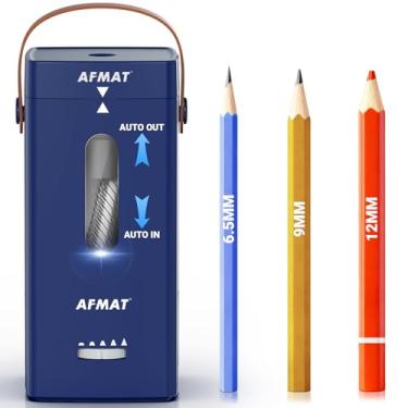 Imagem de AFMAT Apontador de lápis elétrico, apontador de lápis totalmente automático, entrada e saída automática, apontadores mãos-livres recarregáveis para lápis jumbo e coloridos (6,5 a 12 mm), portátil para