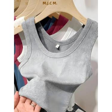 Imagem de Top Cropped Sem Mangas Feminino Com Decote Redondo, Camiseta De Verão 