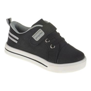 Imagem de Tênis Infantil Menino Calce-Fácil Listra - Pequito, 32, Preto