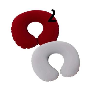 Imagem de Almofada De Pescoço Inflável Portátil Em Formato De U, Pacote Com 2 Al