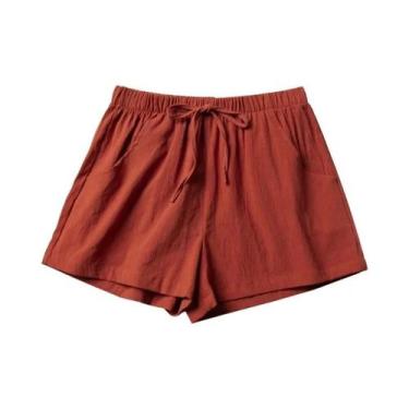 Imagem de Shorts De Linho Preto De Cintura Alta Para Mulheres, Casuais, Para Aca