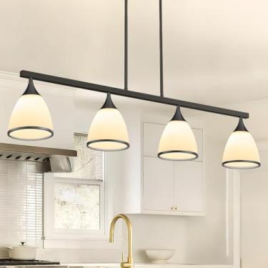 Imagem de OTeedo - Lustres modernos de 4 luzes para sala de jantar, preto