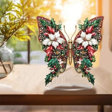 Imagem de Decoração de mesa de acrílico transparente com flor de borboleta, enfeite de mesa, decoração de mesa para decoração de casa na sala de estar ou escritório, Halloween, Natal, aniversário, dia dos