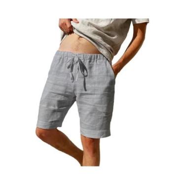 Imagem de Bermudas Masculinas De Verão Em Algodão E Linho, Respiráveis, De Cor S