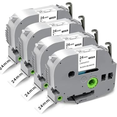 Imagem de Fita adesiva de 24 mm 2,4 cm TZe-251 TZe Tz Fita laminada branca 1 polegada P Touch Label Tape preto sobre branco compatível com Brother Ptouch PTD600 PTD610BT PT-P710BT PTP750W PTE500 PTE550W