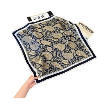 Imagem de Lenço Quadrado De Cetim Macio Com Estampa Paisley Houndstooth De Luxo 