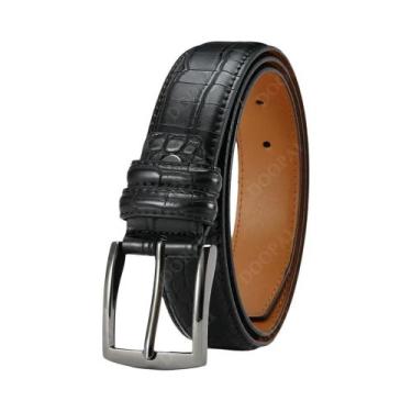 Imagem de Cinto De Couro Luxuoso Preto Para Homens, Alta Qualidade, Fivela Autom